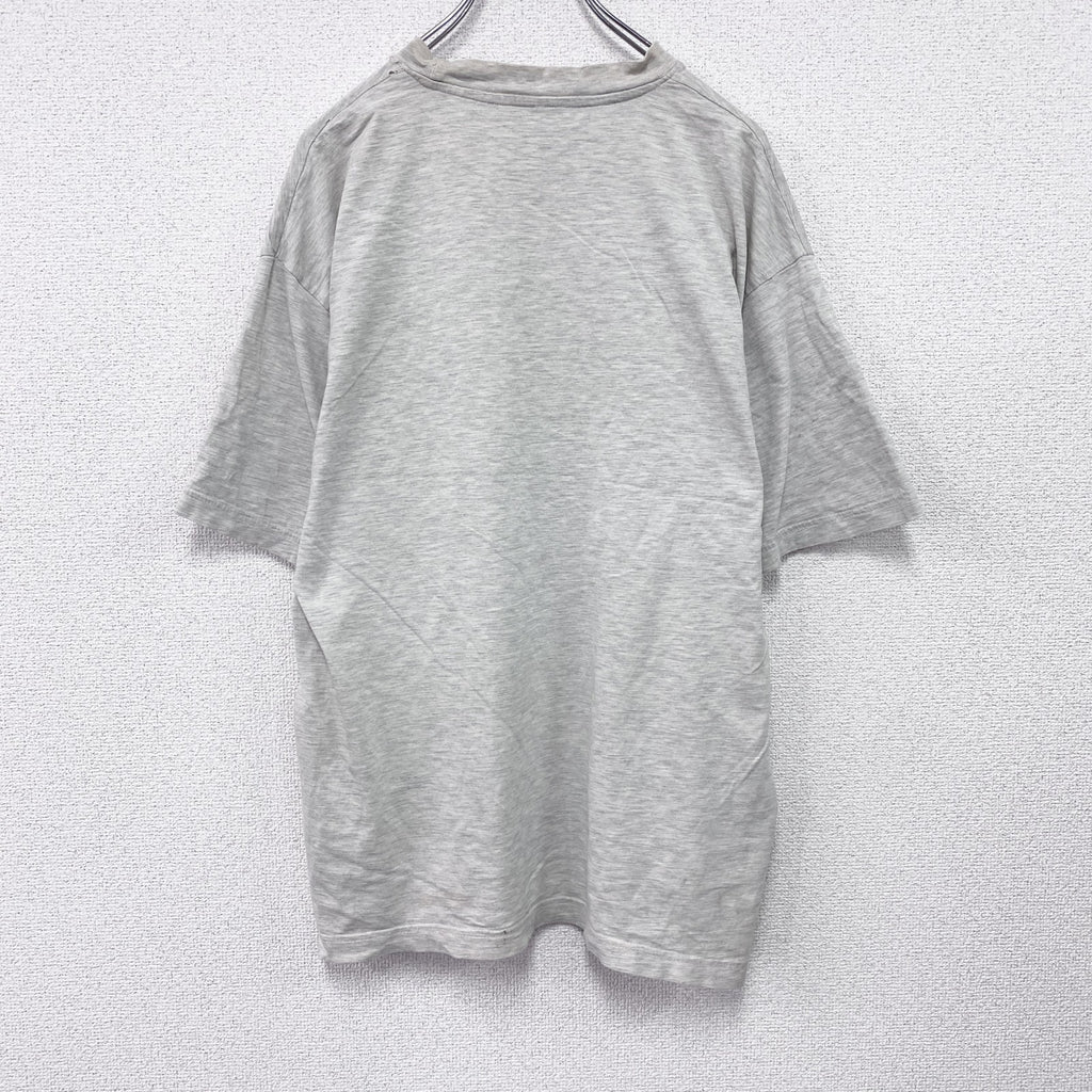 90s　半袖プリントTシャツ　染み込みプリント　ヴィンテージ　霜降りグレー　