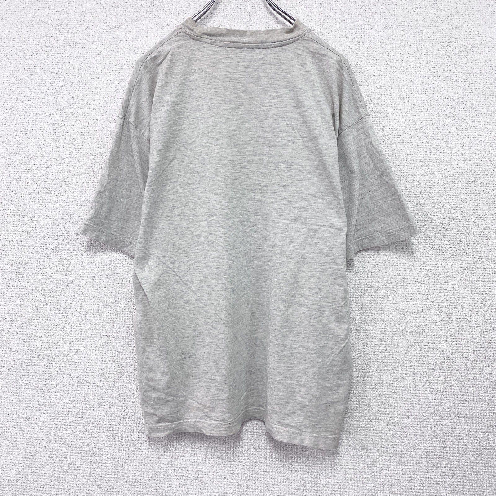 90s　半袖プリントTシャツ　染み込みプリント　ヴィンテージ　霜降りグレー　