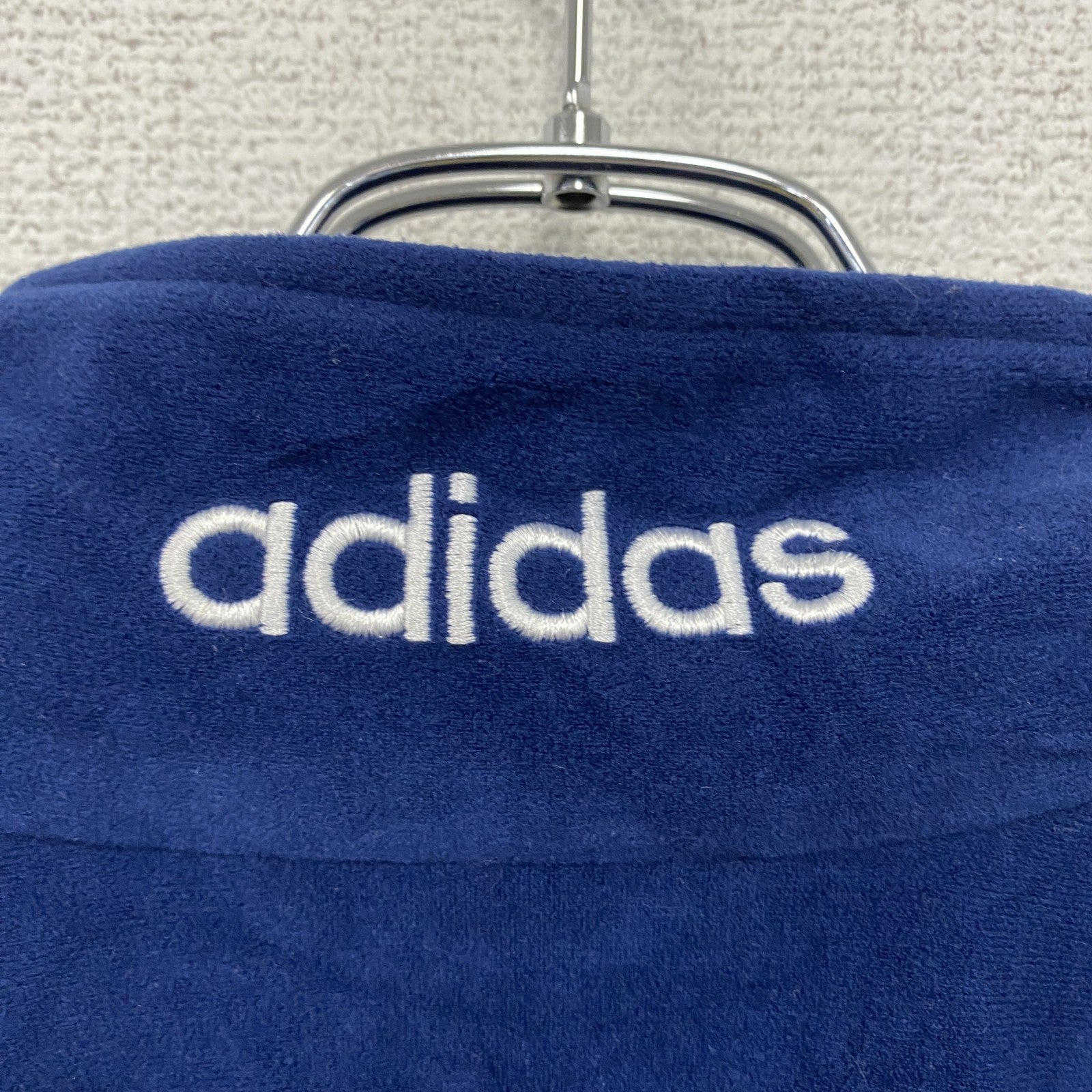 ～90s　adidas　アディダス　ベロアトラックジャケット/ジャージ　ヴィンテージ　紺　ネイビー　180サイズ