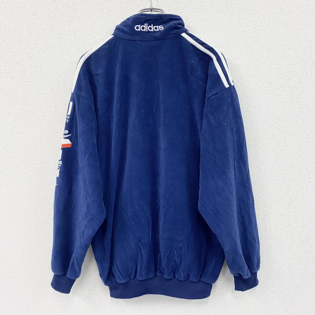 ～90s　adidas　アディダス　ベロアトラックジャケット/ジャージ　ヴィンテージ　紺　ネイビー　180サイズ