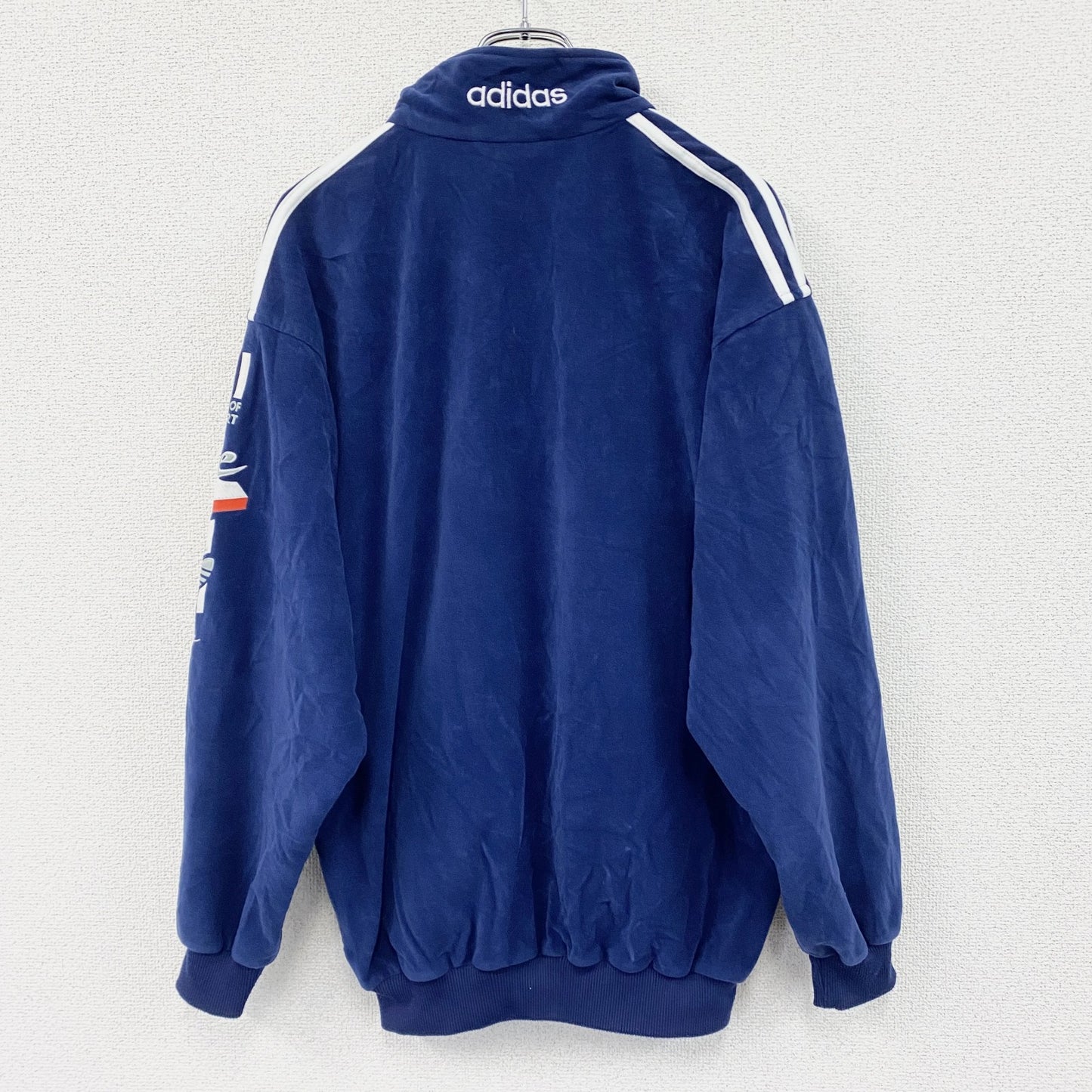 ～90s　adidas　アディダス　ベロアトラックジャケット/ジャージ　ヴィンテージ　紺　ネイビー　180サイズ