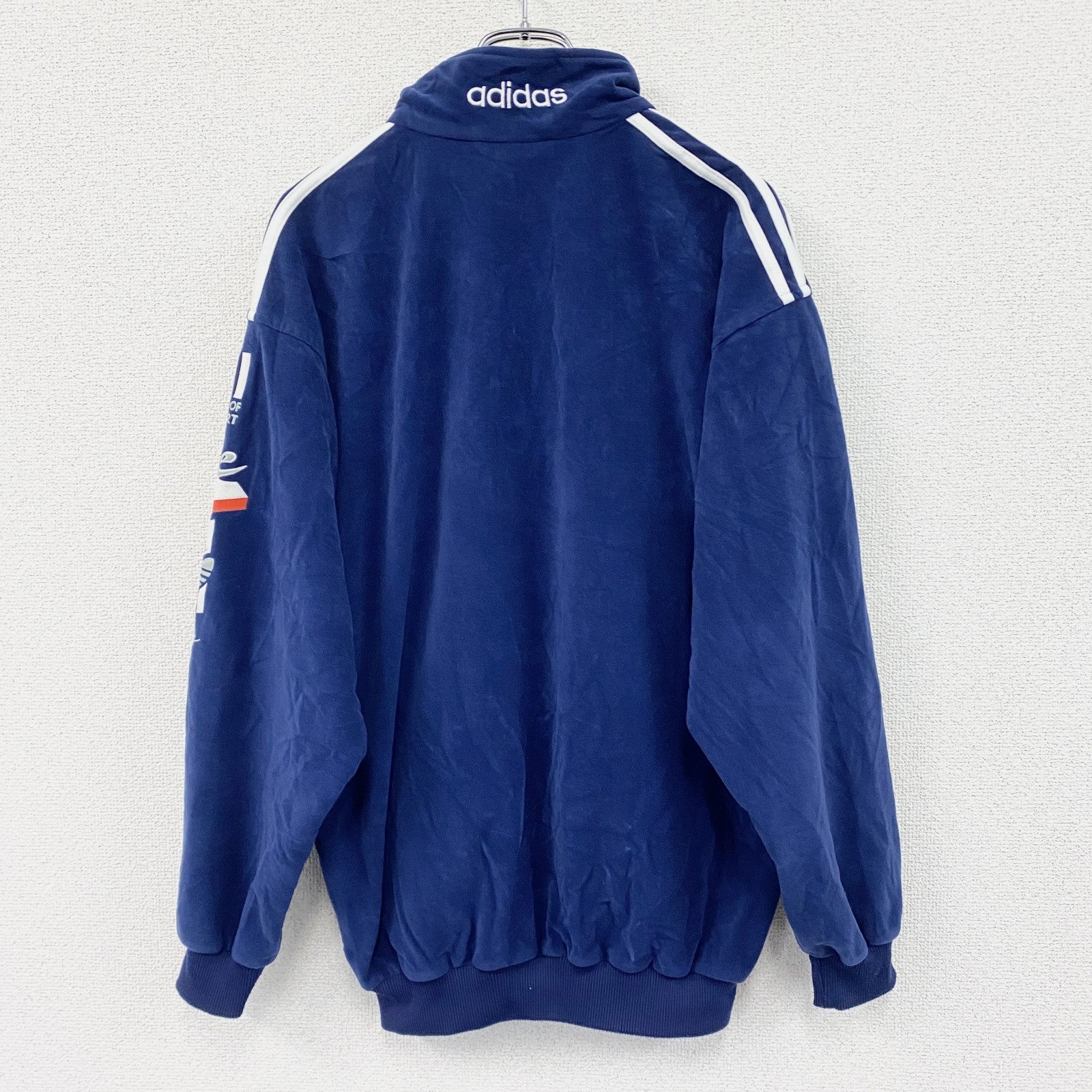 ～90s　adidas　アディダス　ベロアトラックジャケット/ジャージ　ヴィンテージ　紺　ネイビー　180サイズ
