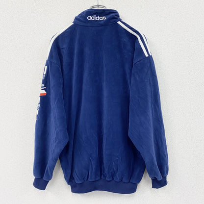 ～90s　adidas　アディダス　ベロアトラックジャケット/ジャージ　ヴィンテージ　紺　ネイビー　180サイズ