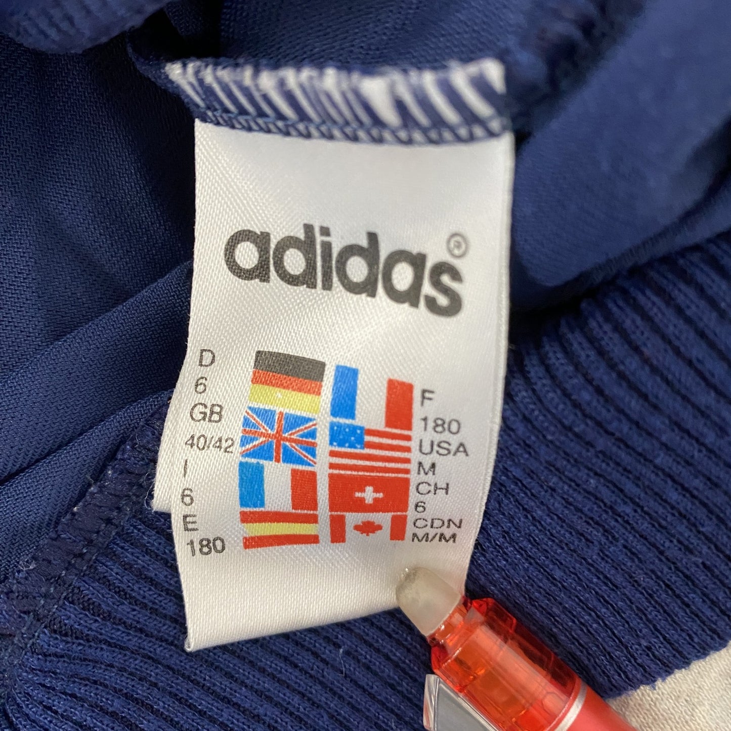 ～90s　adidas　アディダス　ベロアトラックジャケット/ジャージ　ヴィンテージ　紺　ネイビー　180サイズ
