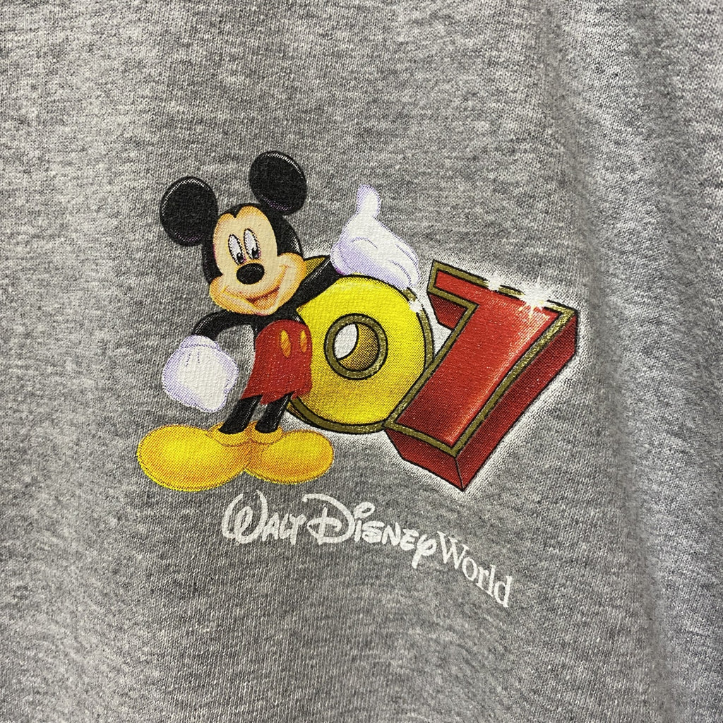 古着 used　Disney World　ディズニー　ミッキー　半袖オフィシャルプリントTシャツ　バックプリント　グレー　Lサイズ