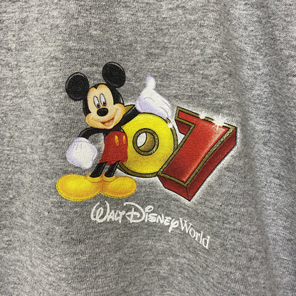 古着 used　Disney World　ディズニー　ミッキー　半袖オフィシャルプリントTシャツ　バックプリント　グレー　Lサイズ