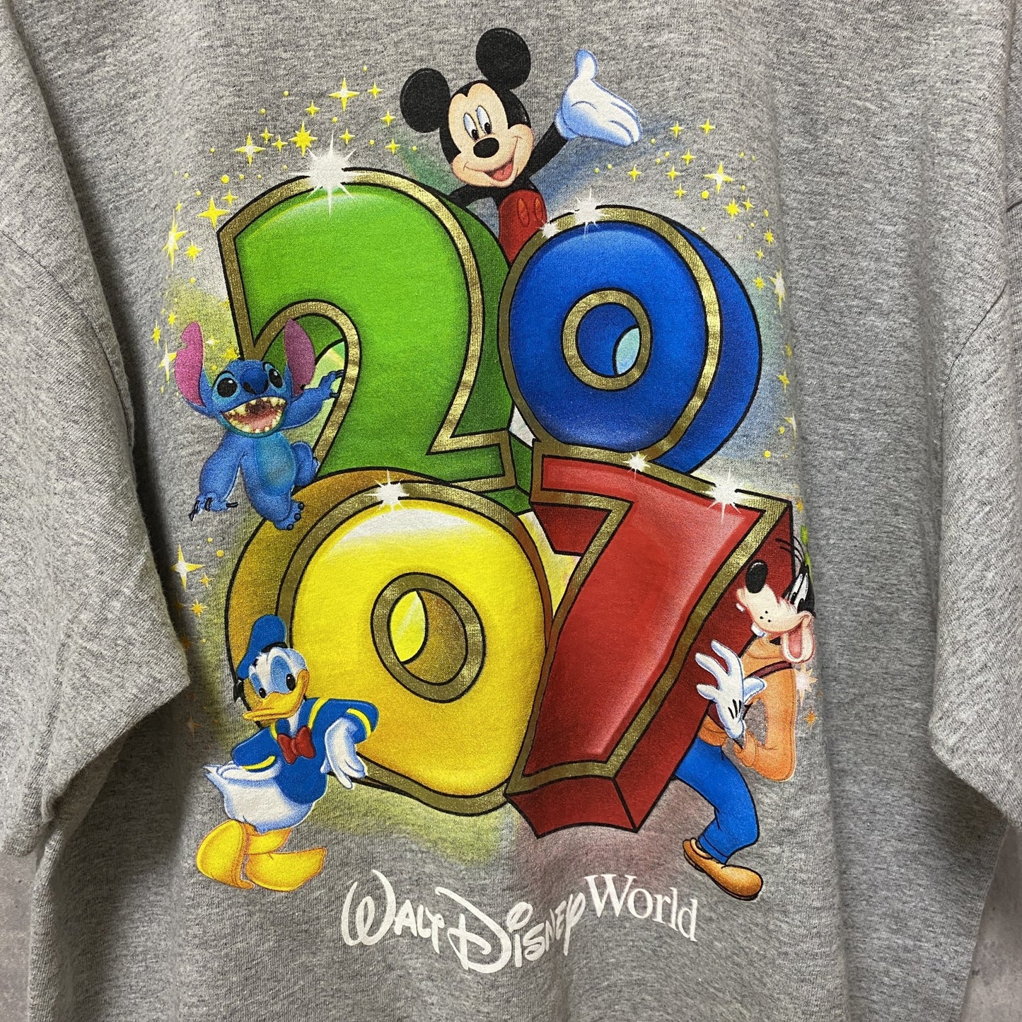 古着 used　Disney World　ディズニー　ミッキー　半袖オフィシャルプリントTシャツ　バックプリント　グレー　Lサイズ