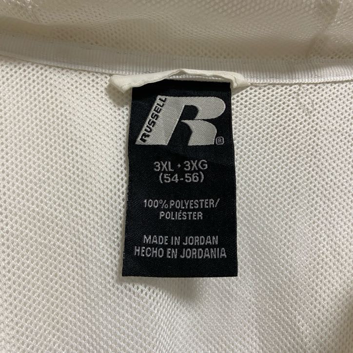 古着 used　RUSSELL ラッセル　長袖ナイロンジャケット　フルジップパーカー　白　黒　ビックシルエット　3XL