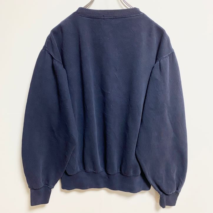 古着 used　JOHN GALT　長袖クルーネックアメリカ国旗刺繍スウェット　トレーナー　レトロデザイン　ネイビー