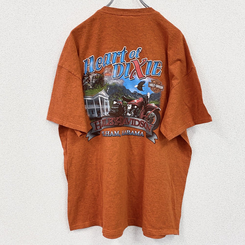 00s　HARLEY DAVIDSON　ハーレーダビッドソン　半袖両面プリントTシャツ　オレンジ　XLサイズ