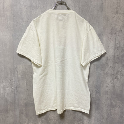 古着 used　WISCONSIN　半袖カレッジプリントTシャツ　白T　ホワイト　レトロ　デザイン　個性的　クルーネック　Mサイズ