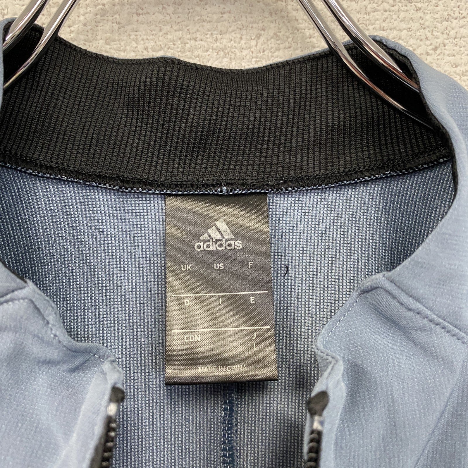 adidas　アディダス　CLIMALITE　フルジップジャケット　水色　ライトブルー　黒　ブラック　Lサイズ