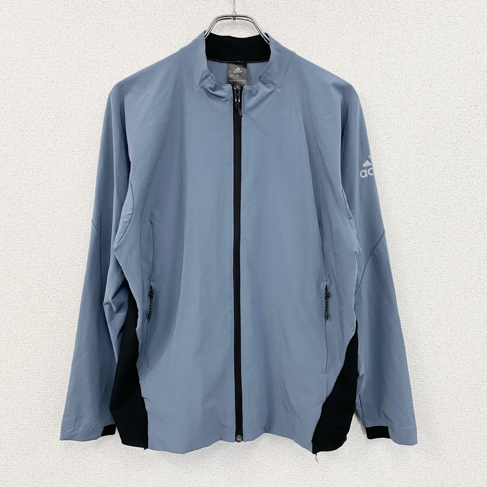 adidas　アディダス　CLIMALITE　フルジップジャケット　水色　ライトブルー　黒　ブラック　Lサイズ