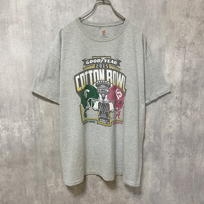 古着 used　Hanes　COTTON BOWL　アメフト　半袖カレッジプリントTシャツ　グレー　クルーネック　オーバーサイズ