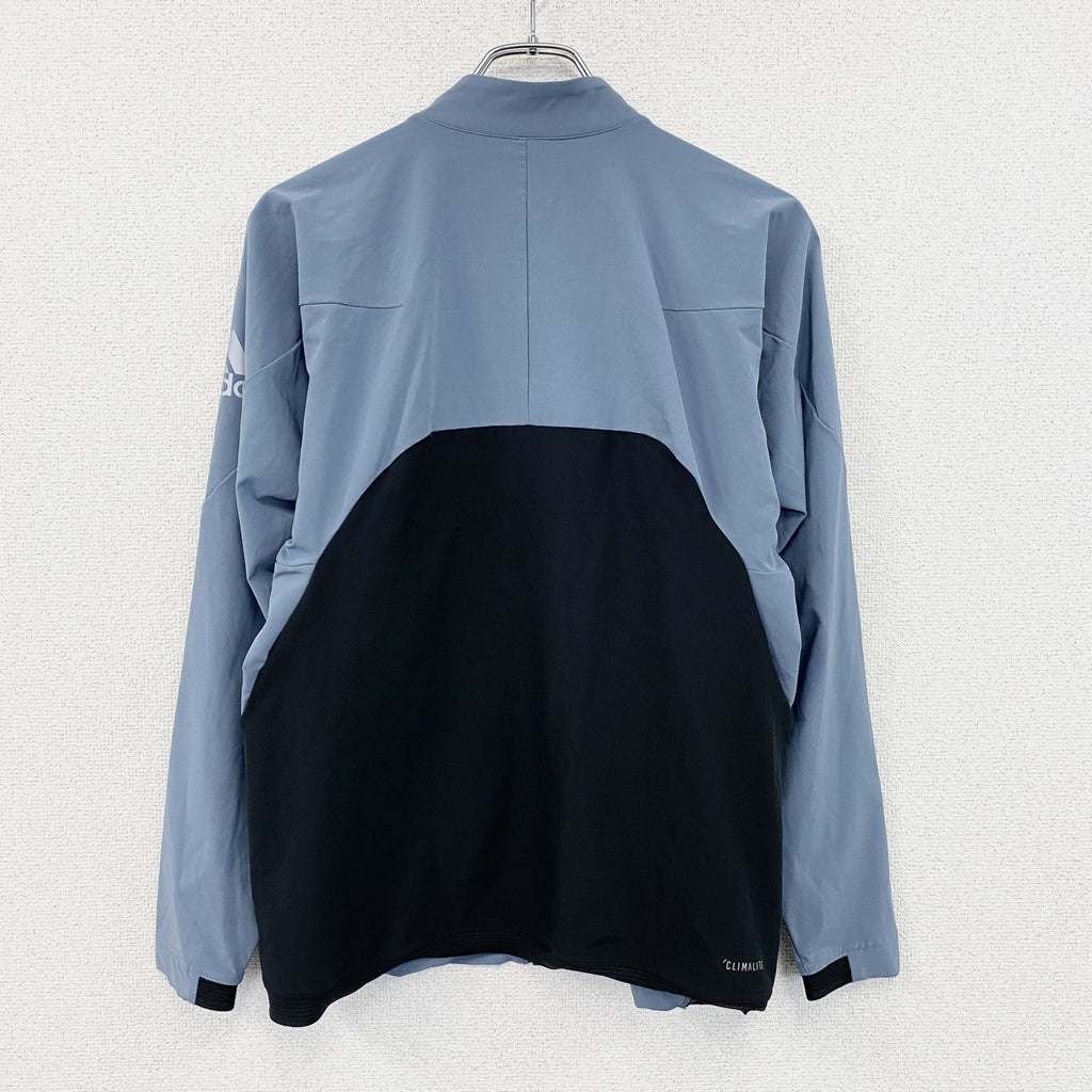 adidas　アディダス　CLIMALITE　フルジップジャケット　水色　ライトブルー　黒　ブラック　Lサイズ