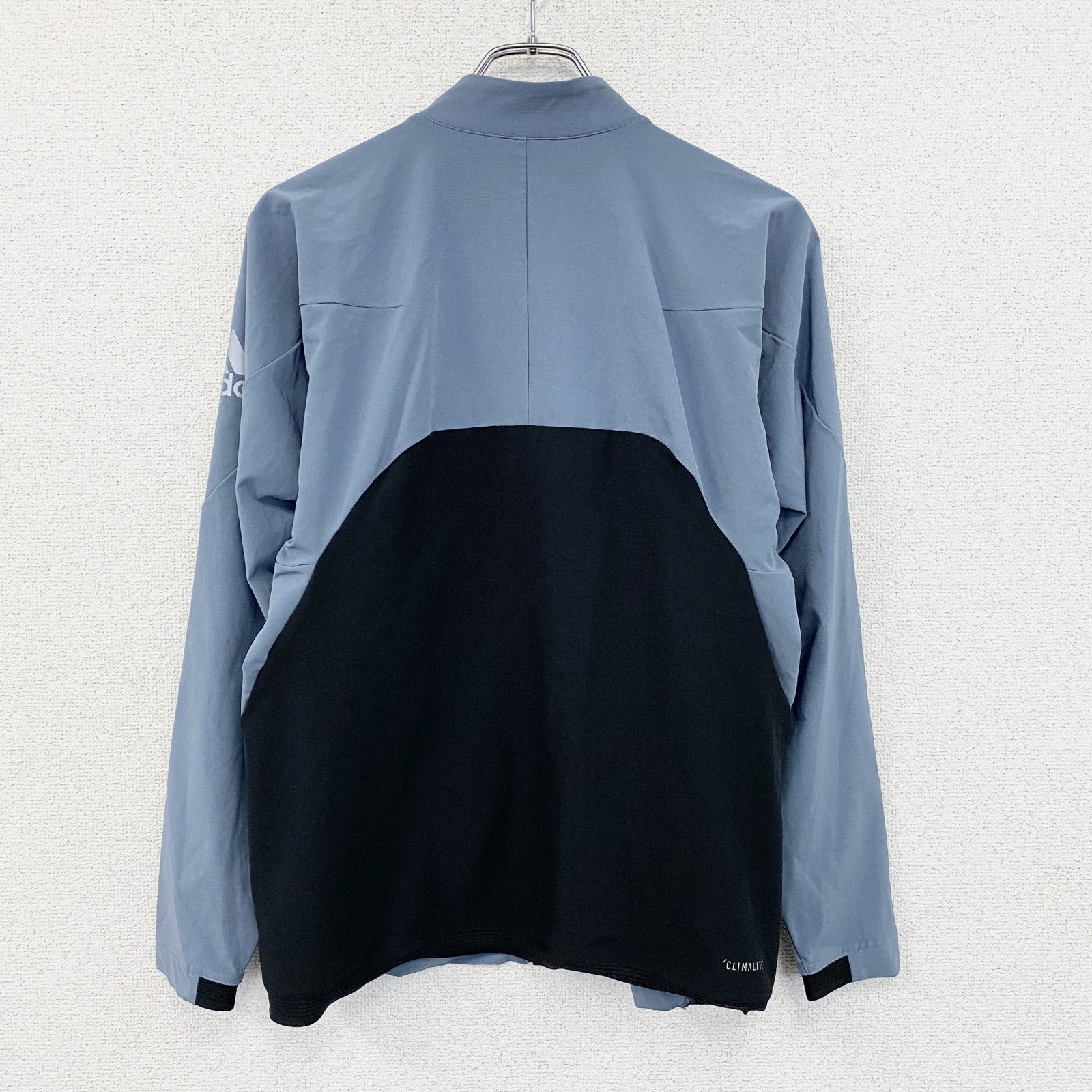 adidas　アディダス　CLIMALITE　フルジップジャケット　水色　ライトブルー　黒　ブラック　Lサイズ