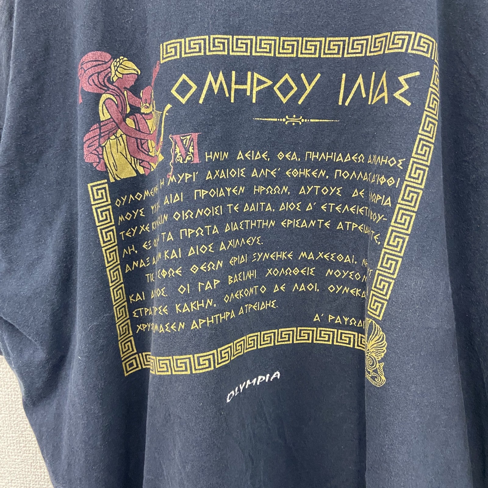 ～00s　OLYMPIA　半袖プリントTシャツ　ヴィンテージ　ホメロス　イーリアス　黒　ブラック