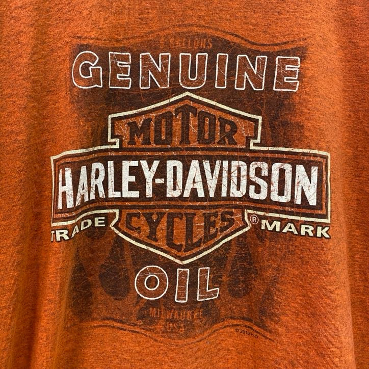 HARLEY DAVIDSON　ハーレーダビッドソン　半袖プリントTシャツ　オレンジ　Lサイズ