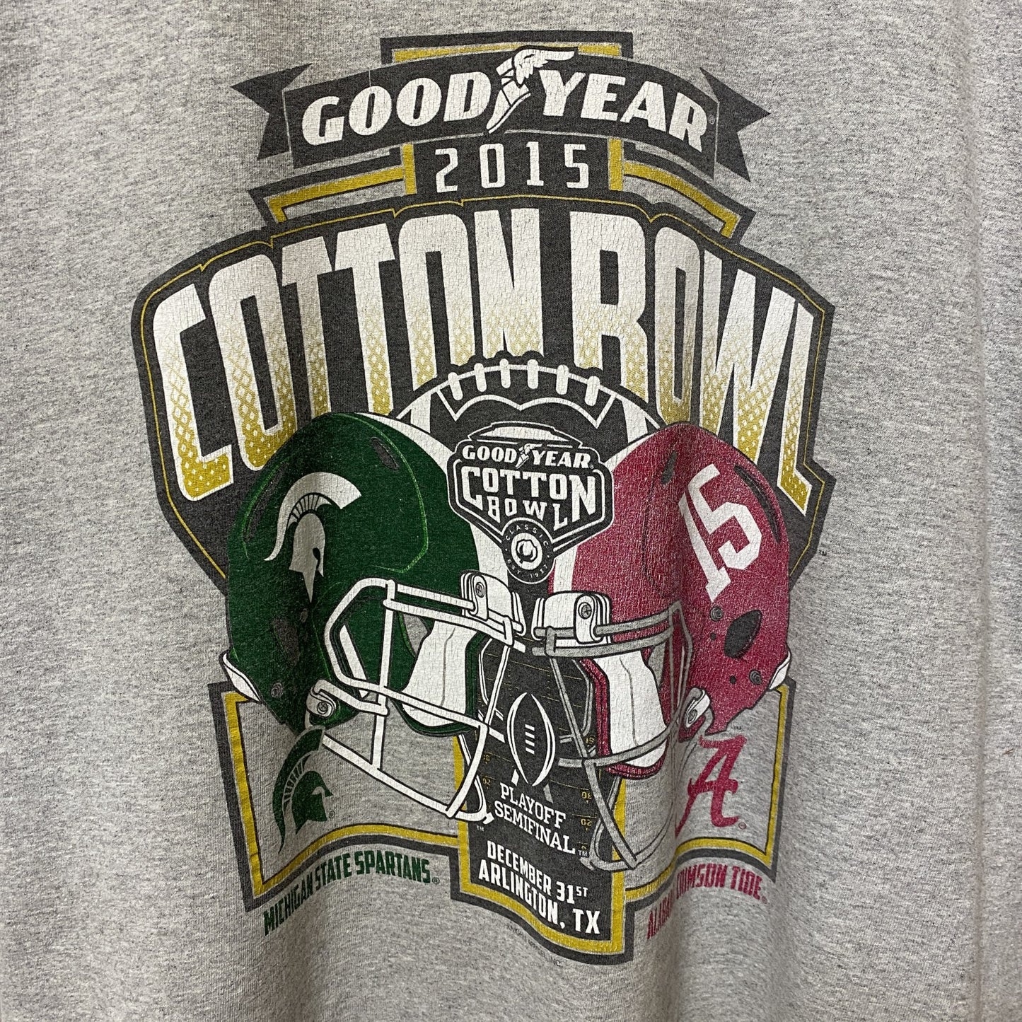 古着 used　Hanes　COTTON BOWL　アメフト　半袖カレッジプリントTシャツ　グレー　クルーネック　オーバーサイズ