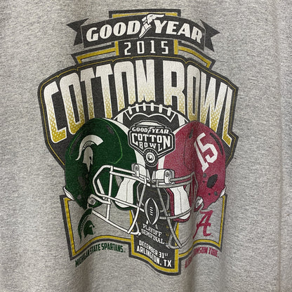 古着 used　Hanes　COTTON BOWL　アメフト　半袖カレッジプリントTシャツ　グレー　クルーネック　オーバーサイズ