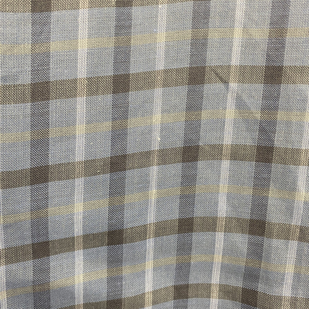 LANVIN CLASSIQUE　ランバン　半袖チェックシャツ　胸ポケット　水色　ライトブルー　Mサイズ