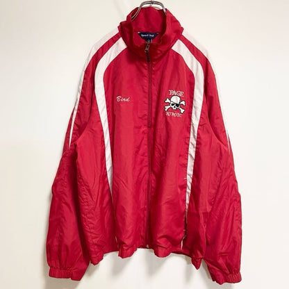 古着 used　Sport-Tek　長袖刺繍ナイロンジャケット　海賊　パイレーツ　赤　レッド　レトロデザイン　Lサイズ