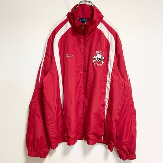 古着 used　Sport-Tek　長袖刺繍ナイロンジャケット　海賊　パイレーツ　赤　レッド　レトロデザイン　Lサイズ