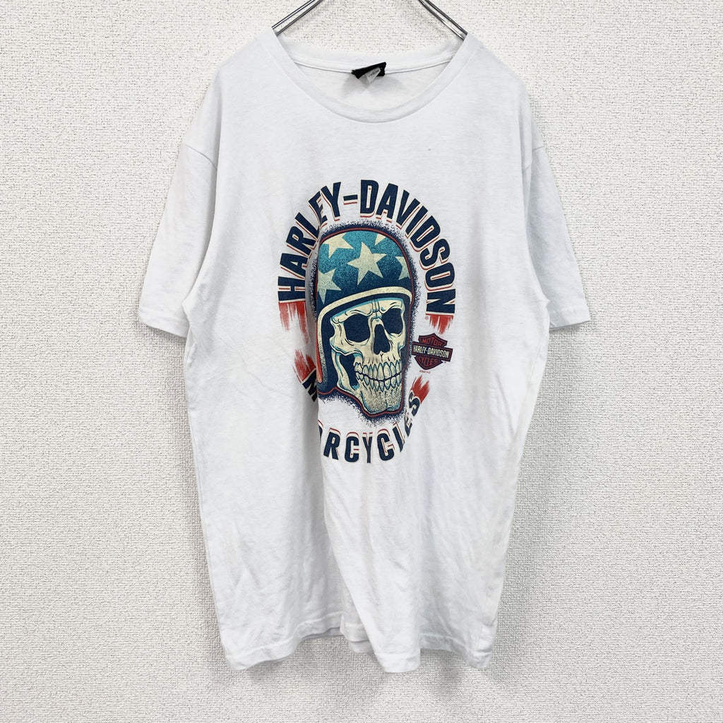 HARLEY DAVIDSON　ハーレーダビッドソン　半袖両面プリントTシャツ　白　ホワイト　XLサイズ