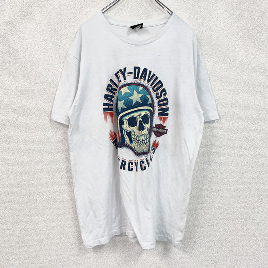 HARLEY DAVIDSON　ハーレーダビッドソン　半袖両面プリントTシャツ　白　ホワイト　XLサイズ