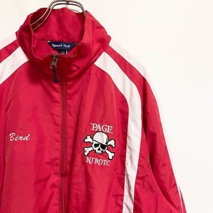古着 used　Sport-Tek　長袖刺繍ナイロンジャケット　海賊　パイレーツ　赤　レッド　レトロデザイン　Lサイズ