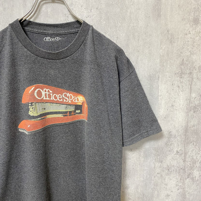 古着 used　Office Space　半袖プリントTシャツ　グレー　レトロ　デザイン　個性的　クルーネック　春夏服　XLサイズ