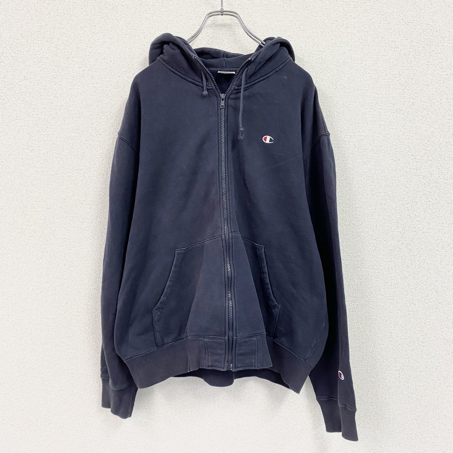 Champion　チャンピオン　フルジップパーカー/フーディー　紺　ネイビー　XLサイズ　古着