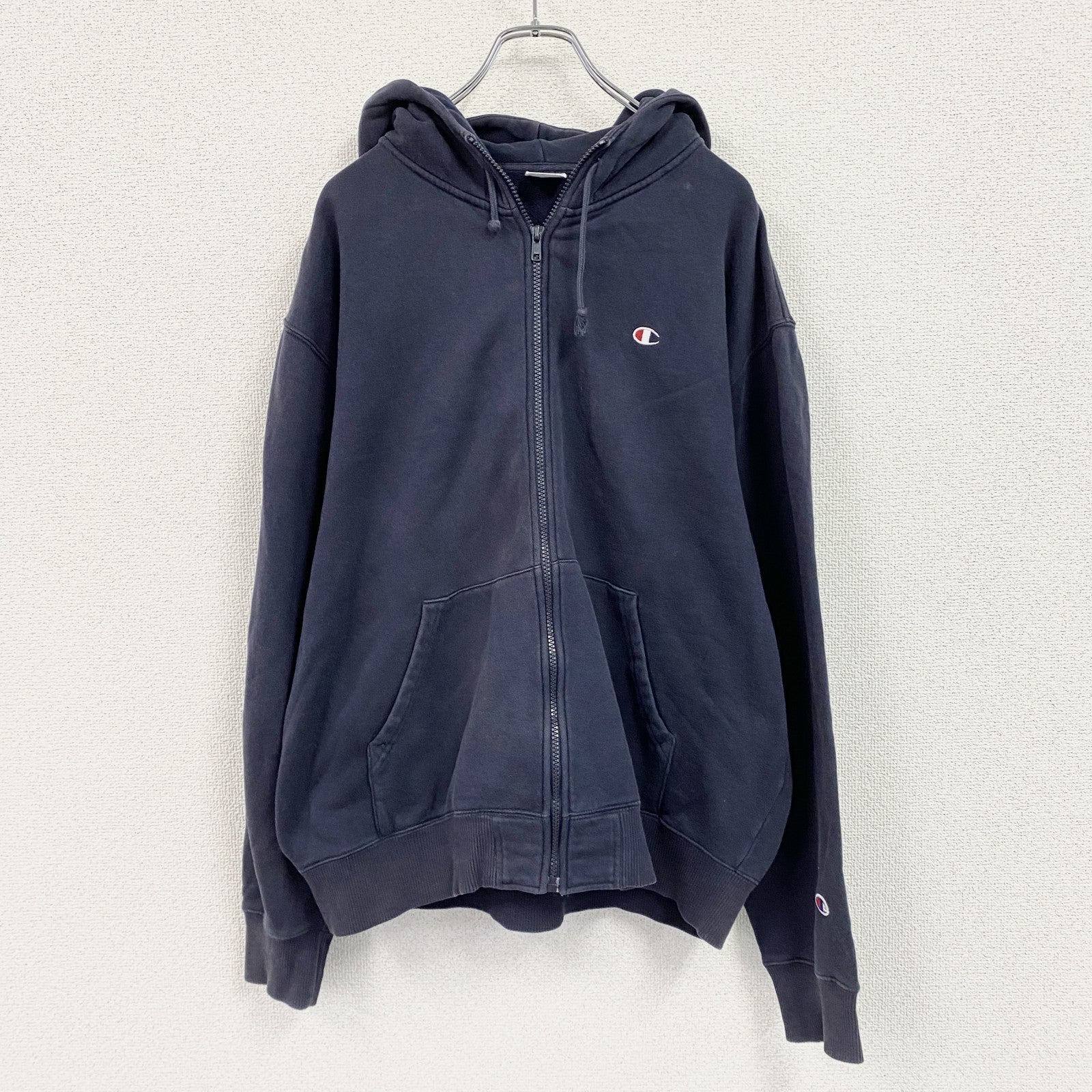 Champion　チャンピオン　フルジップパーカー/フーディー　紺　ネイビー　XLサイズ　古着