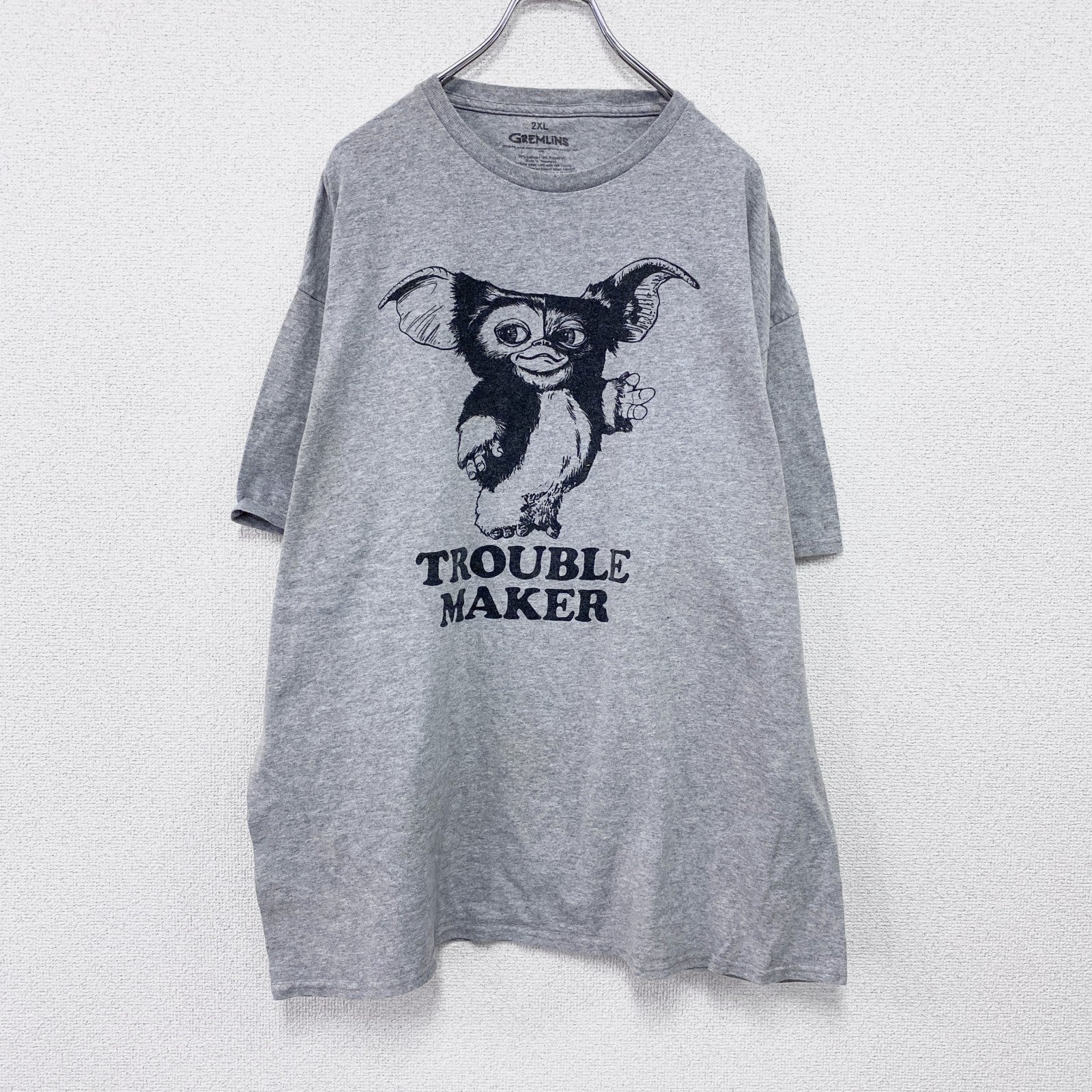 GREMLINS　グレムリン　ギズモ　半袖Tシャツ　ムービーT　キャラクターT　灰色　グレー　2XLサイズ