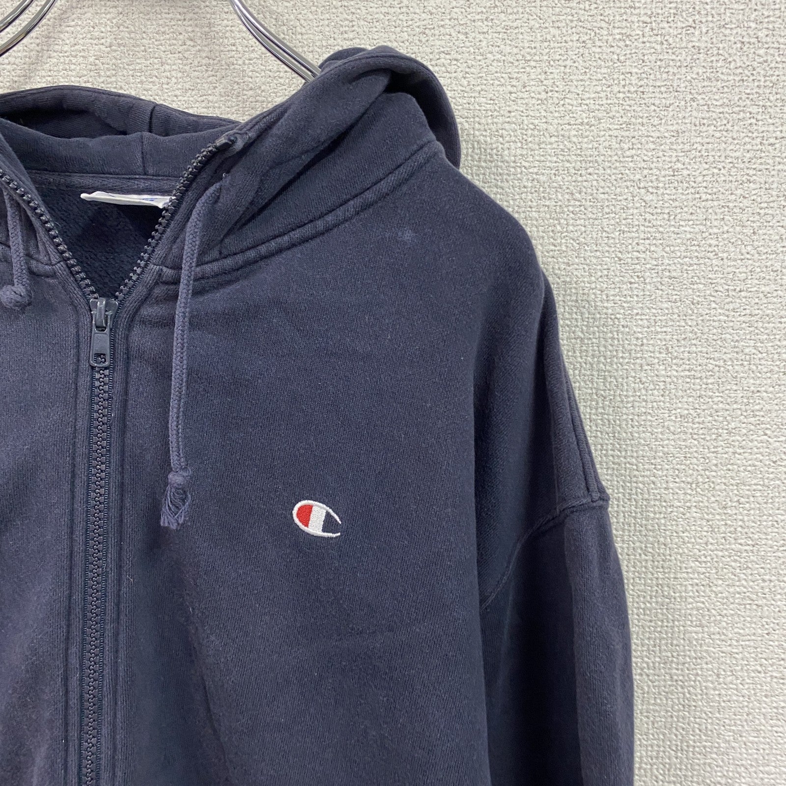 Champion　チャンピオン　フルジップパーカー/フーディー　紺　ネイビー　XLサイズ　古着