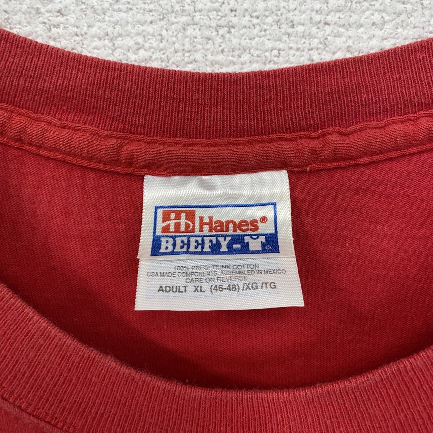 00s　Hanes　BEEFY-T　早稲田大学　水泳部　半袖プリントTシャツ　赤　レッド　XLサイズ