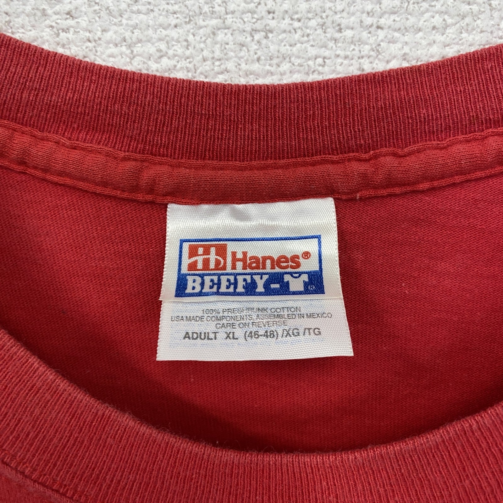 00s　Hanes　BEEFY-T　早稲田大学　水泳部　半袖プリントTシャツ　赤　レッド　XLサイズ