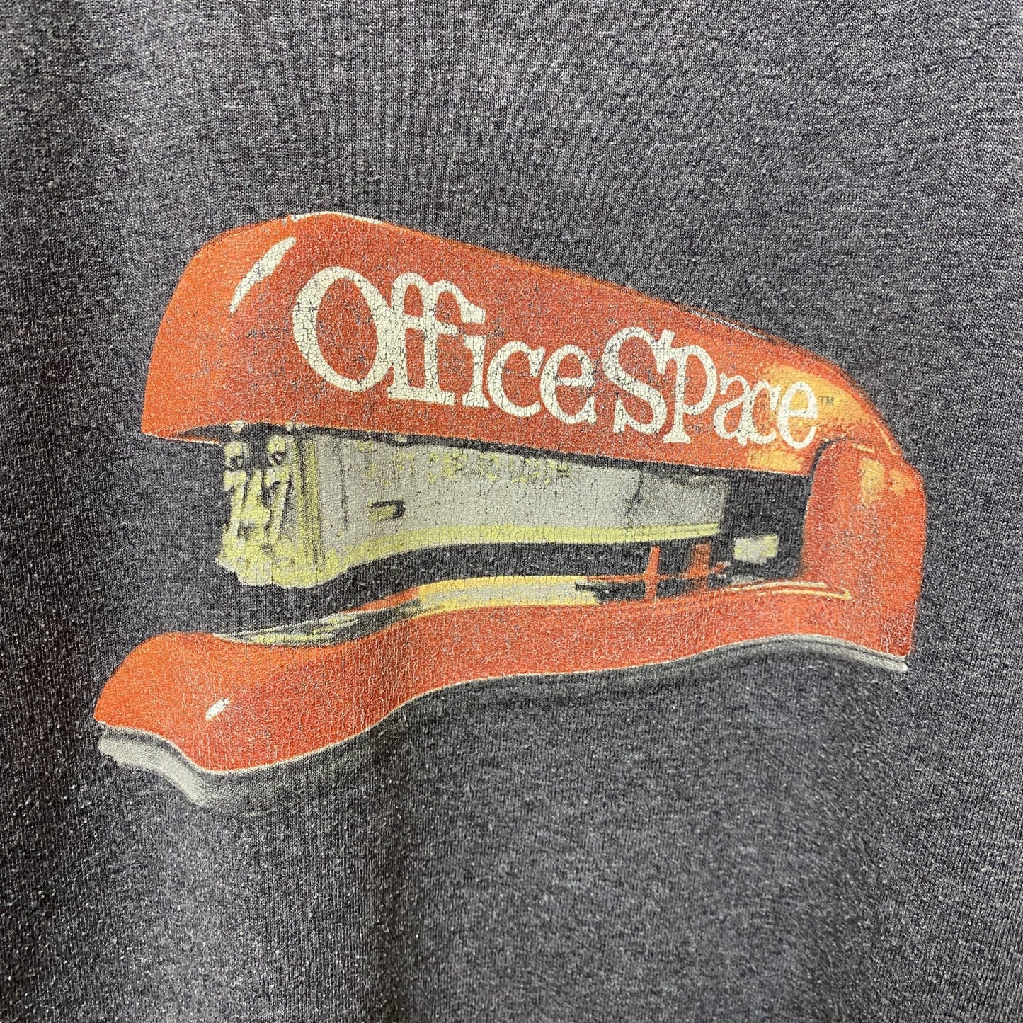 古着 used　Office Space　半袖プリントTシャツ　グレー　レトロ　デザイン　個性的　クルーネック　春夏服　XLサイズ
