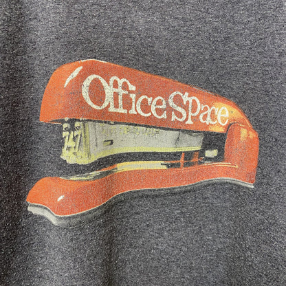 古着 used　Office Space　半袖プリントTシャツ　グレー　レトロ　デザイン　個性的　クルーネック　春夏服　XLサイズ