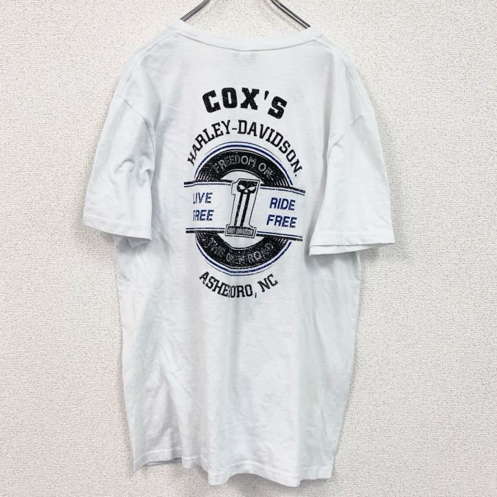 HARLEY DAVIDSON　ハーレーダビッドソン　半袖両面プリントTシャツ　白　ホワイト　XLサイズ