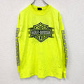 HARLEY DAVIDSON　ハーレーダビッドソン　長袖プリントTシャツ　蛍光色　黄色　イエロー　2XLサイズ