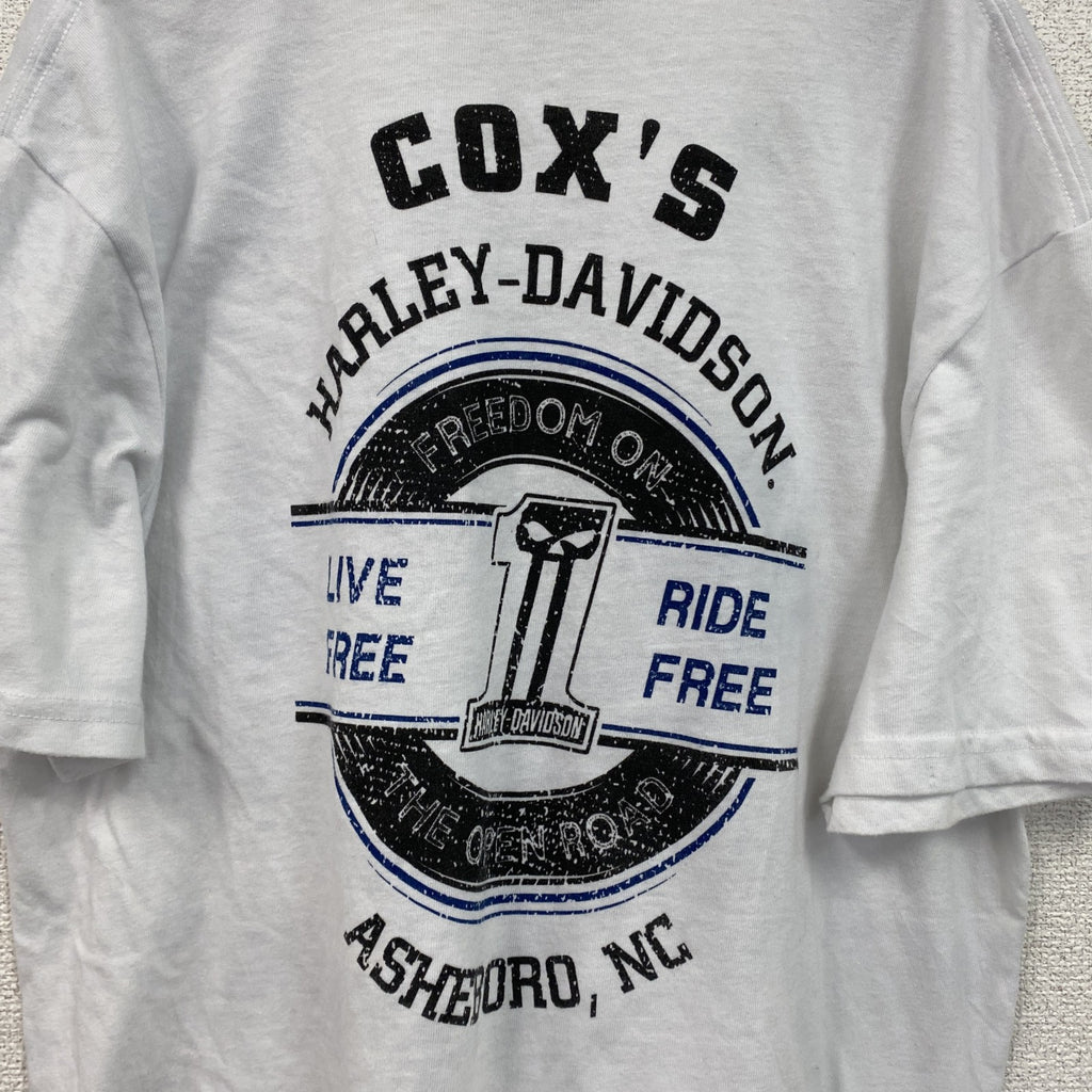 HARLEY DAVIDSON　ハーレーダビッドソン　半袖両面プリントTシャツ　白　ホワイト　XLサイズ