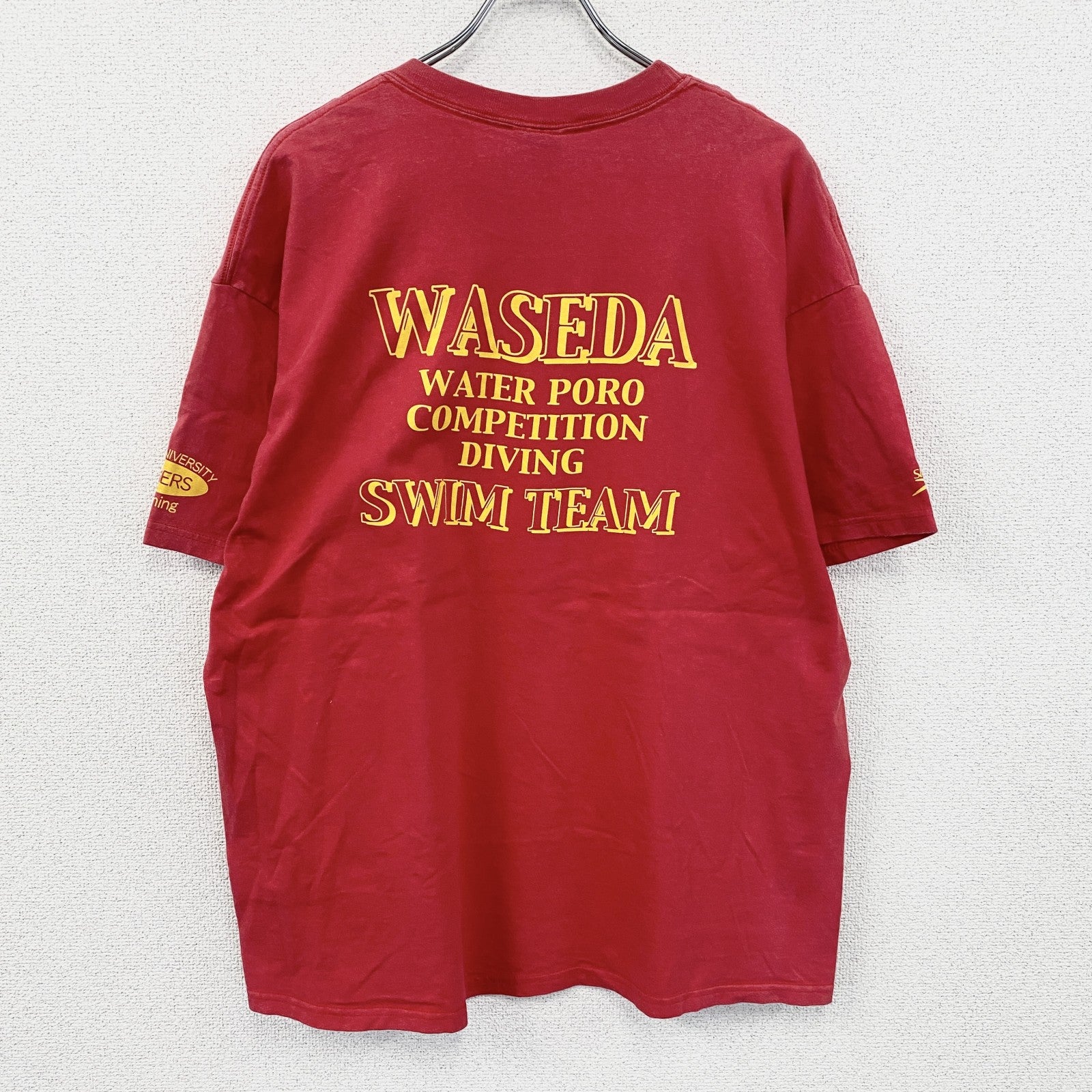 00s　Hanes　BEEFY-T　早稲田大学　水泳部　半袖プリントTシャツ　赤　レッド　XLサイズ