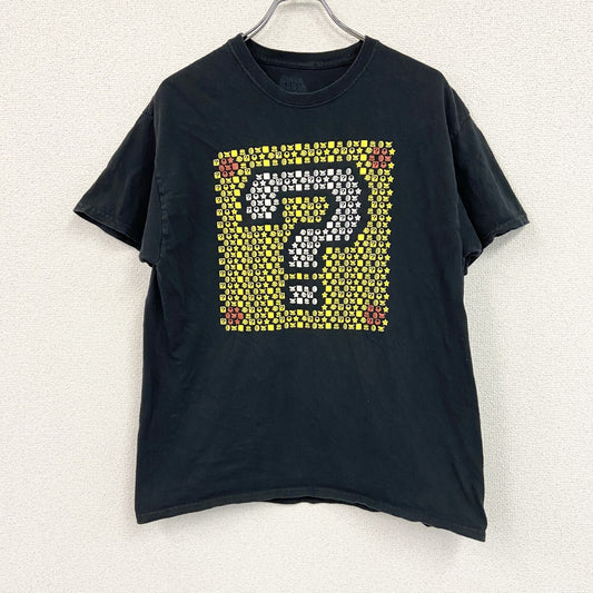 SUPER MARIO　スーパーマリオ　任天堂　半袖ゲームプリントTシャツ　ハテナブロック　黒　ブラック　Lサイズ