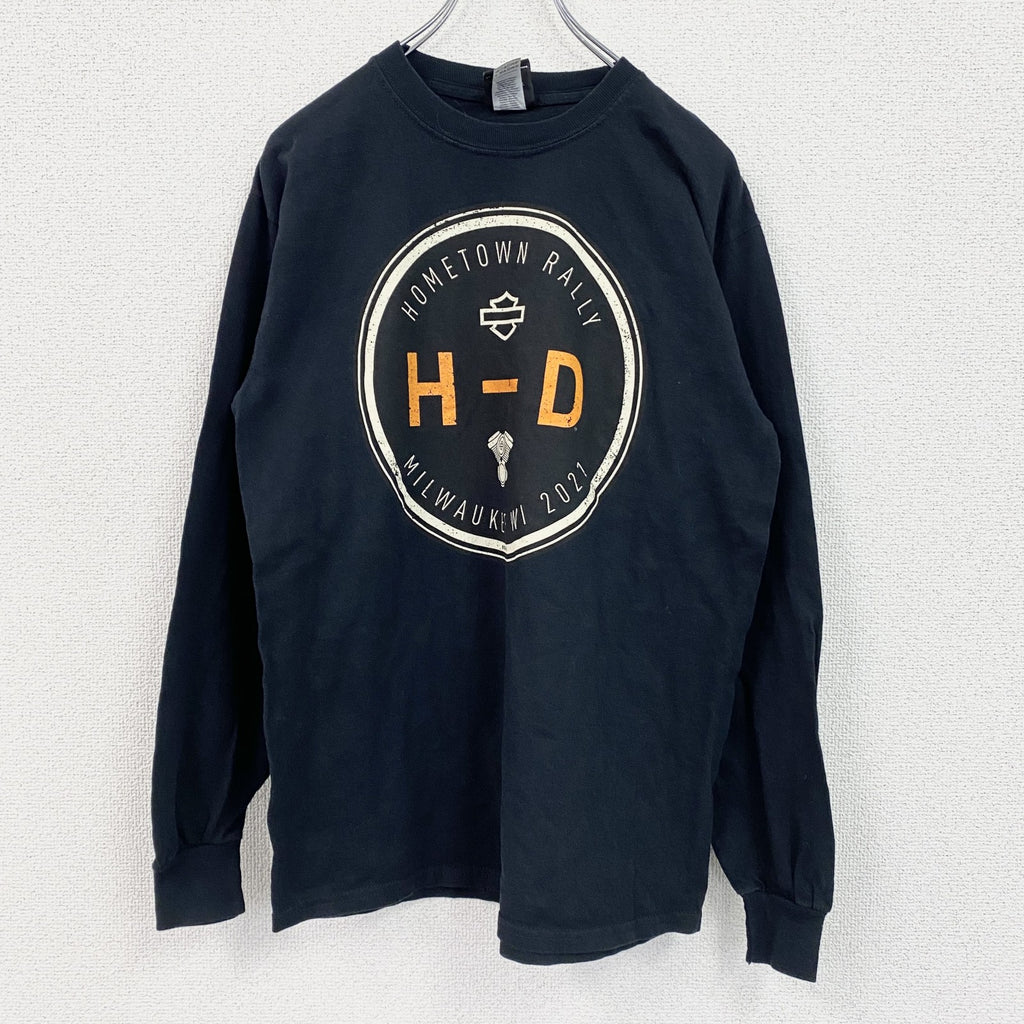 HARLEY DAVIDSON　ハーレーダビッドソン　長袖両面プリントTシャツ　黒　ブラック　XLサイズ