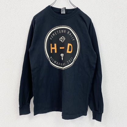 HARLEY DAVIDSON　ハーレーダビッドソン　長袖両面プリントTシャツ　黒　ブラック　XLサイズ