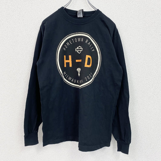 HARLEY DAVIDSON　ハーレーダビッドソン　長袖両面プリントTシャツ　黒　ブラック　XLサイズ