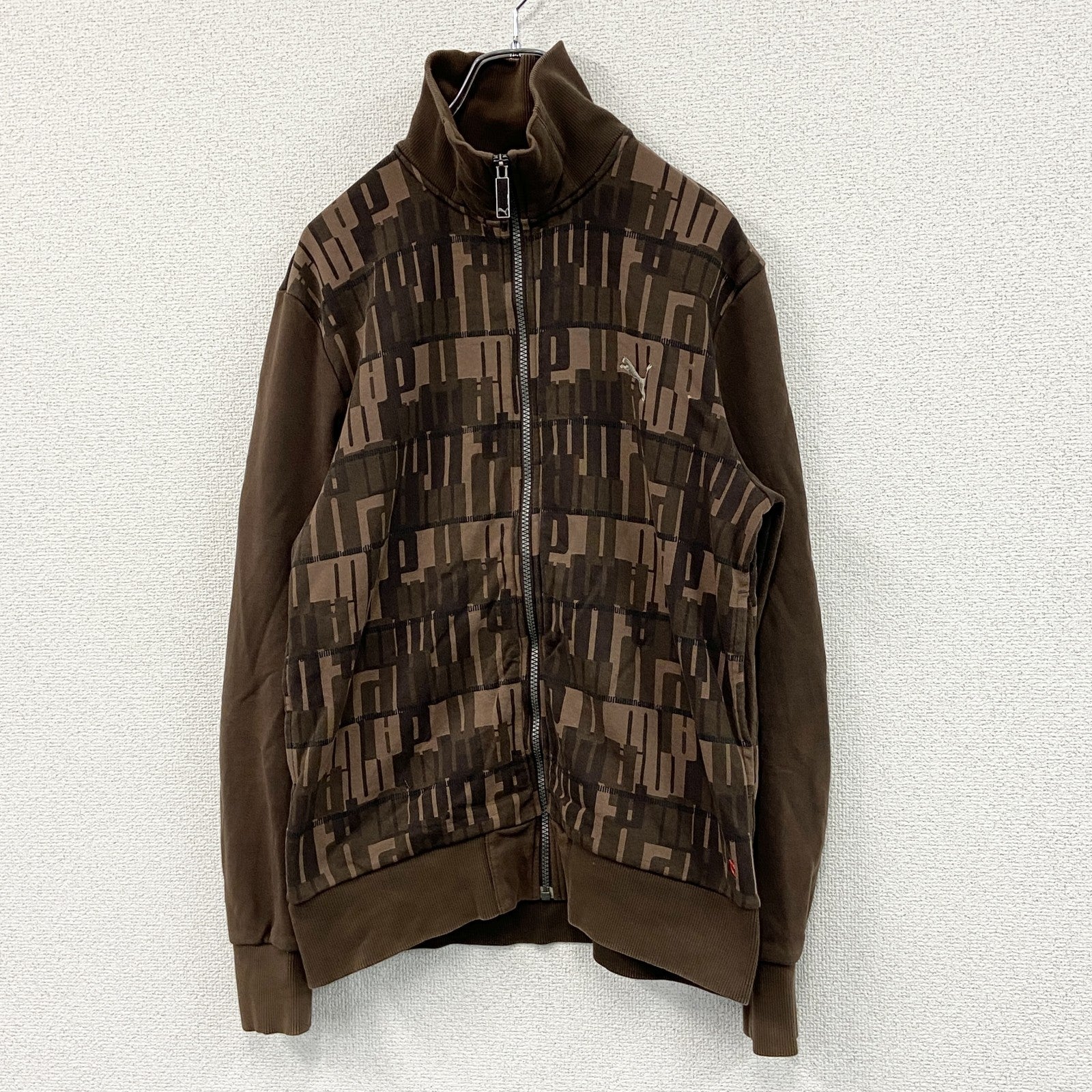 PUMA　プーマ　トラックジャケット/ジャージ　刺繍ロゴ　茶色　ブラウン　Sサイズ