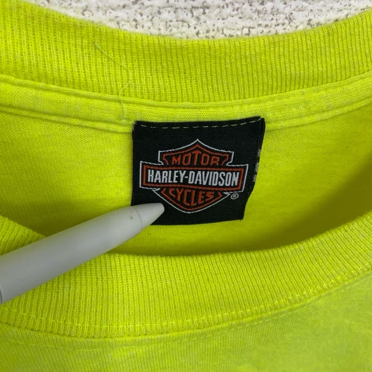 HARLEY DAVIDSON　ハーレーダビッドソン　長袖プリントTシャツ　蛍光色　黄色　イエロー　2XLサイズ