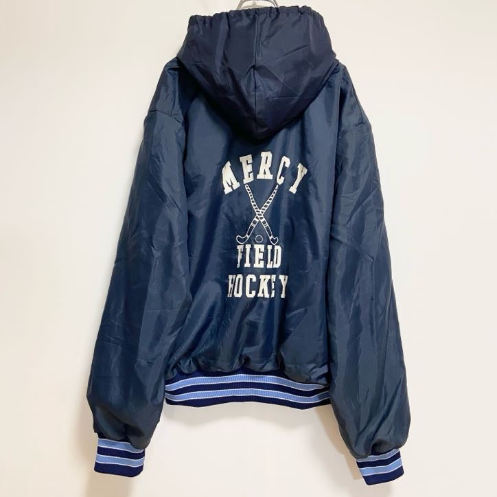古着 used　70s 80s　USA製　Holloway　長袖ハーフジップナイロンパーカー　プルオーバー　ネイビー　XLサイズ